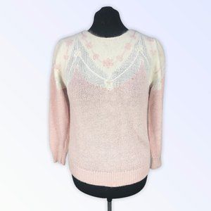 Pink/White Floral Beaded Angenie Fairy Kai Sweater
